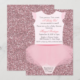 Invitación a baby shower de bailarina con tutú y b
