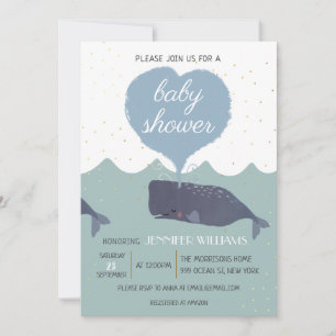 Invitación a Baby Shower de ballena azul