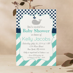 Invitación a Baby Shower de ballena azul