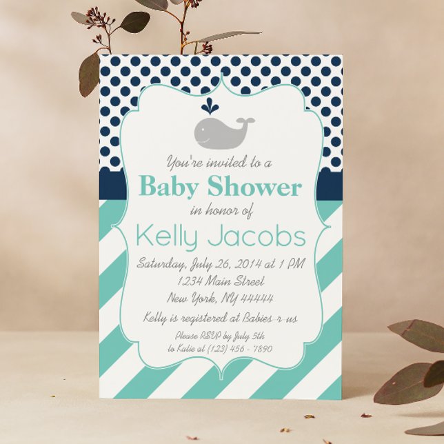 Invitación a Baby Shower de ballena azul (Subido por el creador)