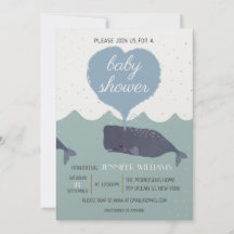 Invitación a Baby Shower de ballena azul