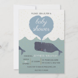 Invitación a Baby Shower de ballena azul