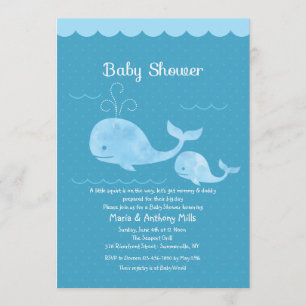 Invitación a Baby Shower de ballena azul