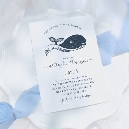 Invitación a Baby Shower de ballena azul marina