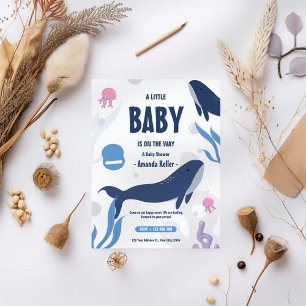 Invitación a Baby Shower de ballena de bebé lindo
