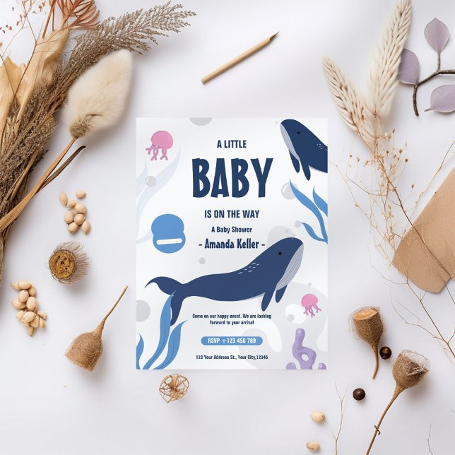 Invitación a Baby Shower de ballena de bebé lindo (Subido por el creador)