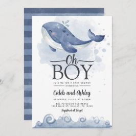 Invitación a Baby Shower de ballena náutica
