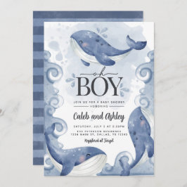 Invitación a Baby Shower de ballena náutica