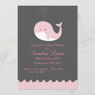 Invitación a Baby Shower de ballena náutica rosa