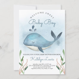 Invitación a Baby Shower de ballena para bebé
