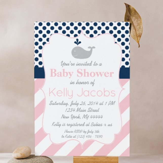 Invitación a Baby Shower de ballena rosa (Subido por el creador)