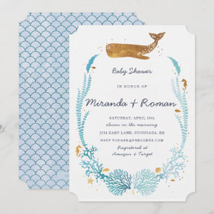 Invitación a Baby Shower de ballenas