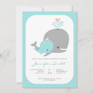 Invitación a Baby Shower de ballenas