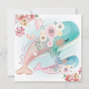 Invitación a Baby Shower de ballenas