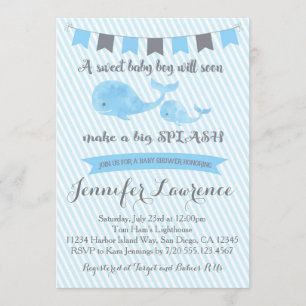 Invitación a Baby Shower de ballenas