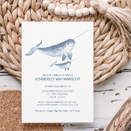 Invitación a Baby Shower de ballenas - Elegante Ná