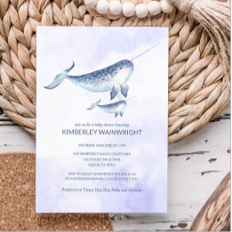 Invitación a Baby Shower de ballenas - Océano mari