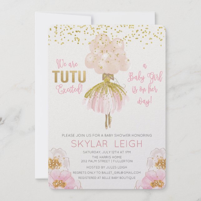 Invitación a Baby Shower de ballet afroamericano (Anverso)