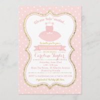 Invitación a Baby Shower de ballet tutu rosado y d