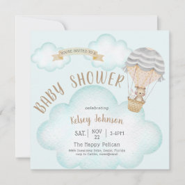 Invitación a Baby Shower de Balloon Woodland Teddy