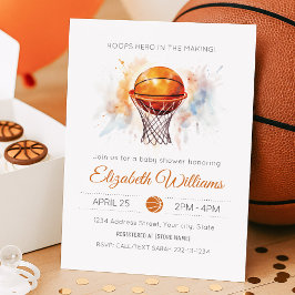 Invitación a Baby Shower de Baloncesto de color ac