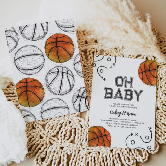 Invitación a Baby Shower de Baloncesto de color ac (Subido por el creador)