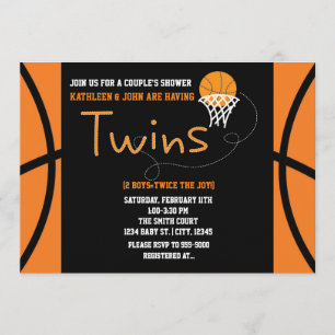 Invitación a Baby Shower de baloncesto para gemelo
