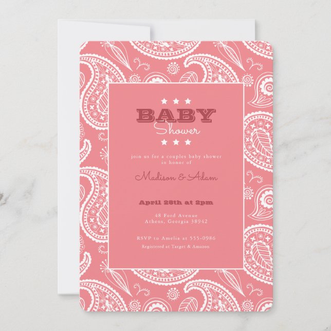 Invitación a Baby Shower de Bandana norteamericana (Anverso)