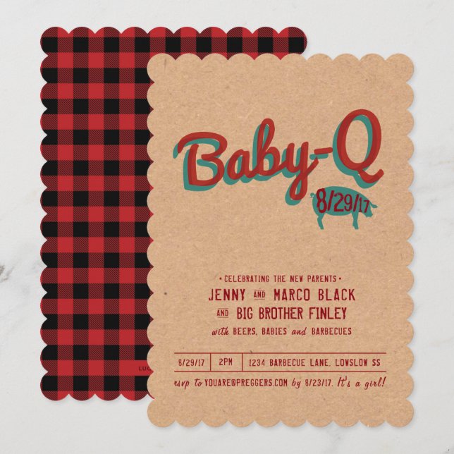 Invitación a Baby Shower de barbacoa (Anverso / Reverso)