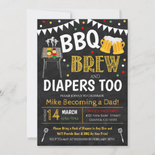 Invitación a Baby Shower de barbacoa y cerveza