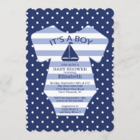 Invitación a Baby Shower de barco de vela náutico