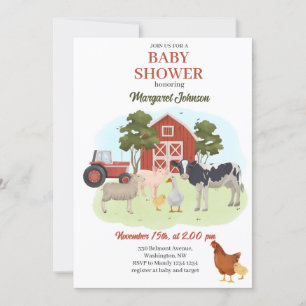 Invitación a Baby Shower de Barnyard para animales
