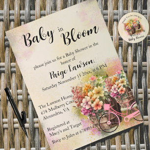 Invitación a Baby Shower de barril de flores color
