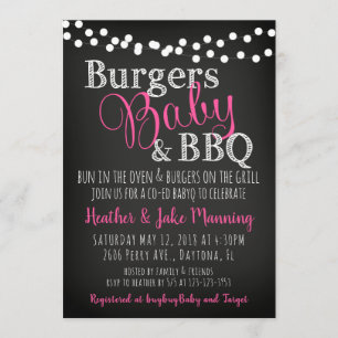 Invitación a Baby Shower de BBQ Burgers Baby Coed