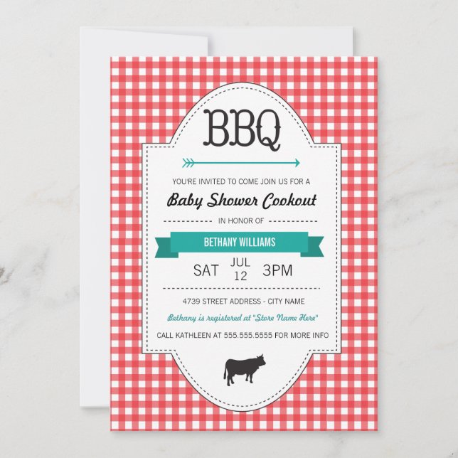 Invitación a Baby Shower de BBQ divertida (Anverso)