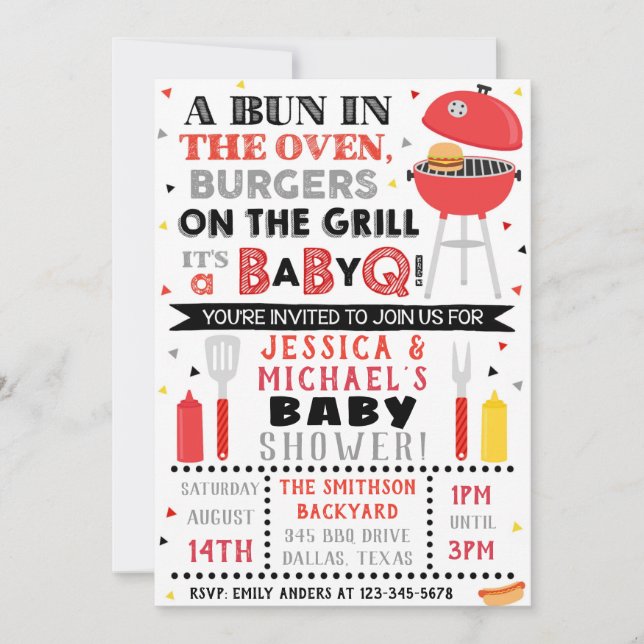 Invitación a Baby Shower de BBQ | Invitación a BaB (Anverso)