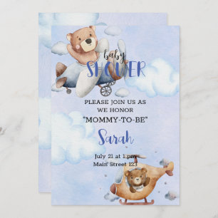 Invitación a Baby Shower de Bear In Plane