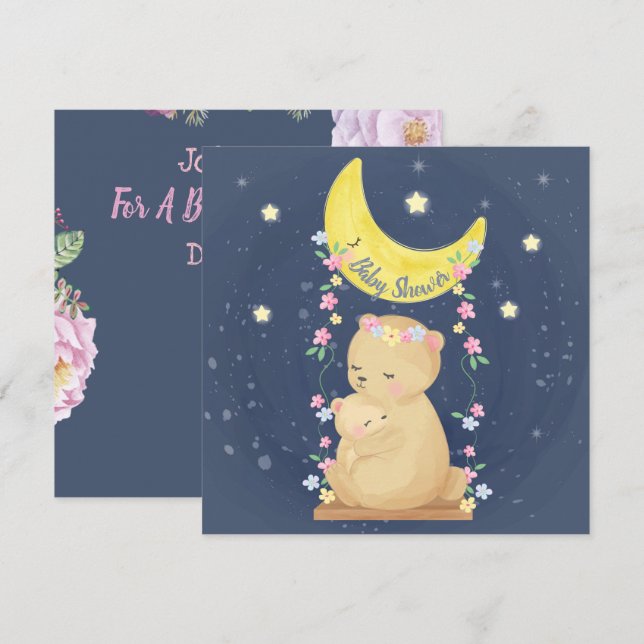 Invitación a Baby Shower de Bears (Anverso / Reverso)