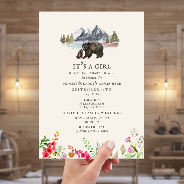 Invitación a Baby Shower de Bears Mountain Wildflo (Subido por el creador)