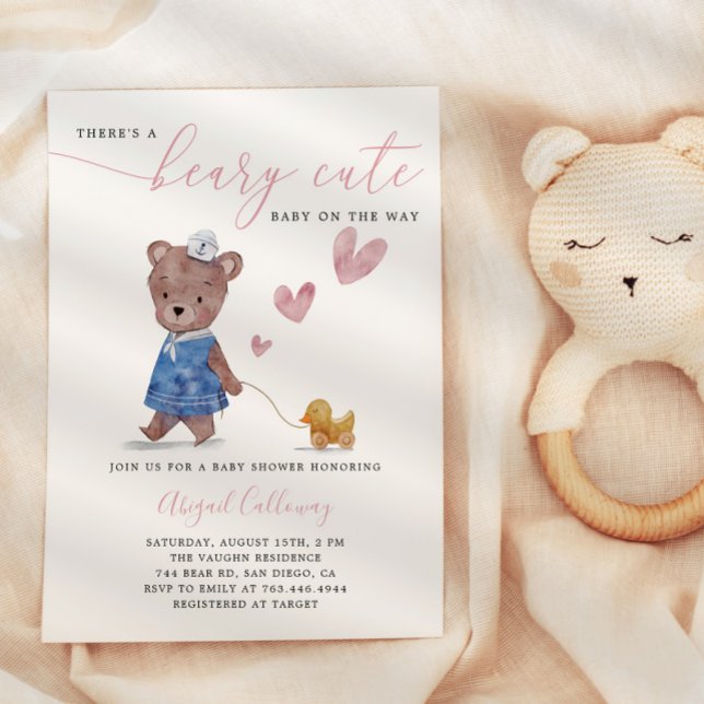 Invitación a Baby Shower de Beary Cute Teddy Bear  (Subido por el creador)