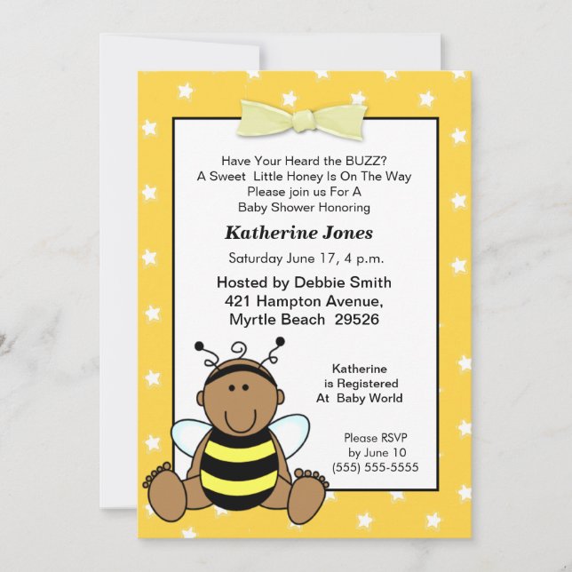 Invitación a Baby Shower de Bebé Africano-American (Anverso)