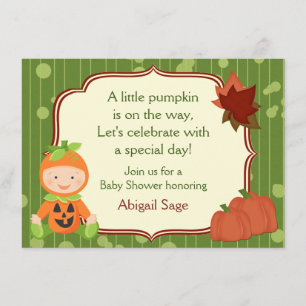 Invitación a Baby Shower de Bebé Calabaza Cuta Hal