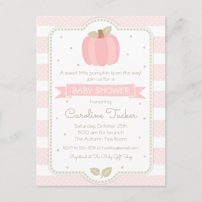 Invitación a Baby Shower de Bebé Chica Rosa (Anverso)