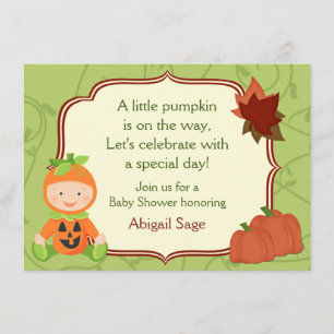 Invitación a Baby Shower de Bebé de Calabaza Cuta