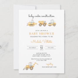 Invitación a Baby Shower de bebé en construcción