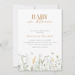 Invitación a Baby Shower de bebé floral en sangre
