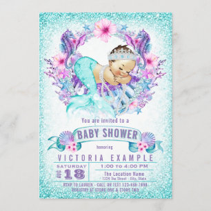 Invitación a baby shower de bebé sirena adorable