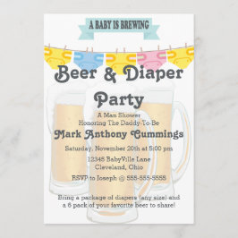 Invitación a Baby Shower de bebe y pañal