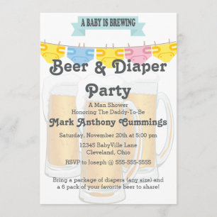 Invitación a Baby Shower de bebe y pañal
