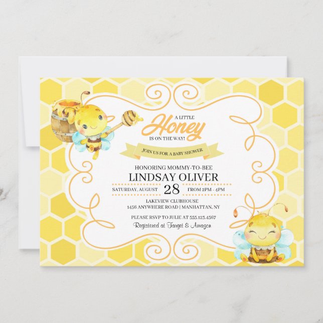 Invitación a Baby Shower de Bee (Anverso)